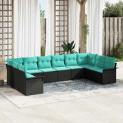 Set Divano da Giardino con cuscino 10 pcs Nero polyrattan 3345546