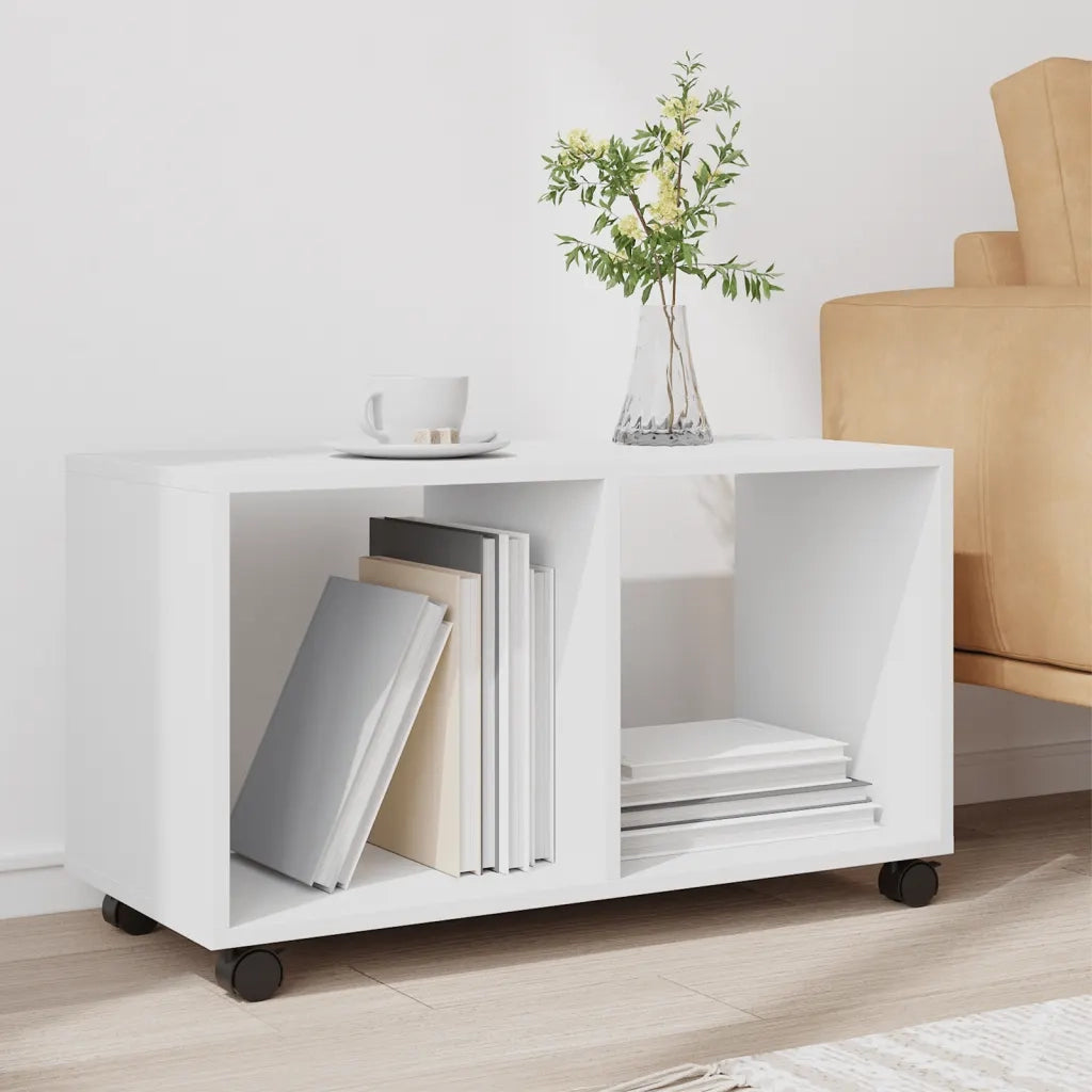 Mobiletto con Ruote Bianco 72x33x42,5 cm in Truciolato