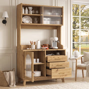 Credenza alta effetto legno con prese e porte USB