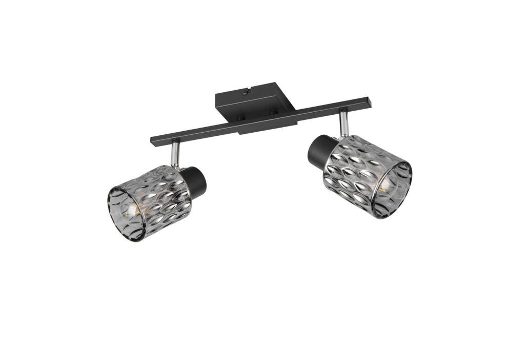 Spot soffitto JACK 2xE27 nero vetro fumé