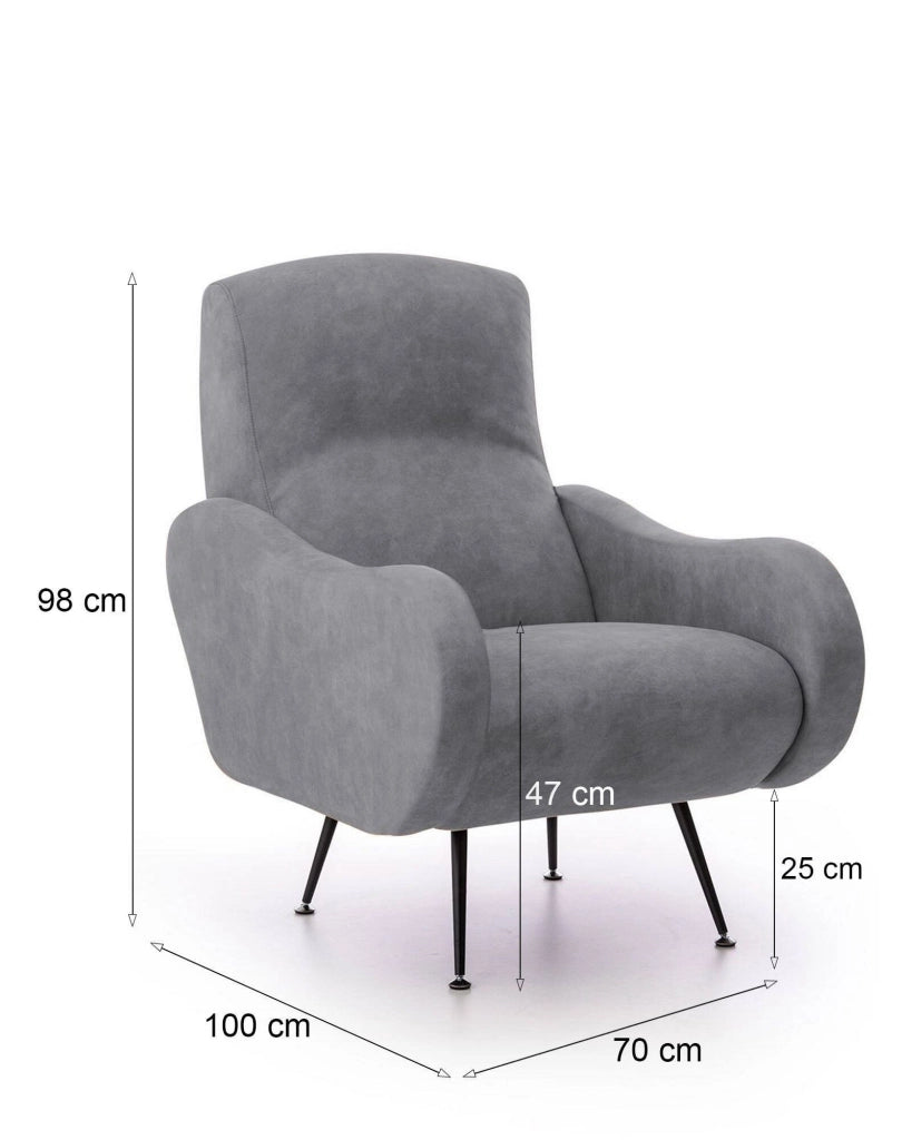 Poltroncina Lasnigo, Poltrona Braccioli Made in Italy, 70x100x98h cm Grigio