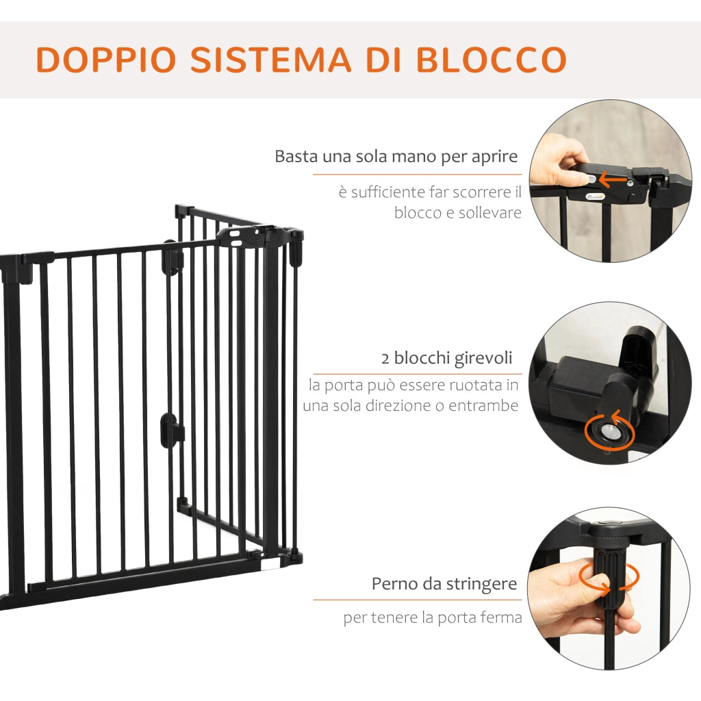 EasyComfort Cancellino per Cani Pieghevole in Acciaio con Chiusura Automatica, 202.5x2x76cm, Nero
