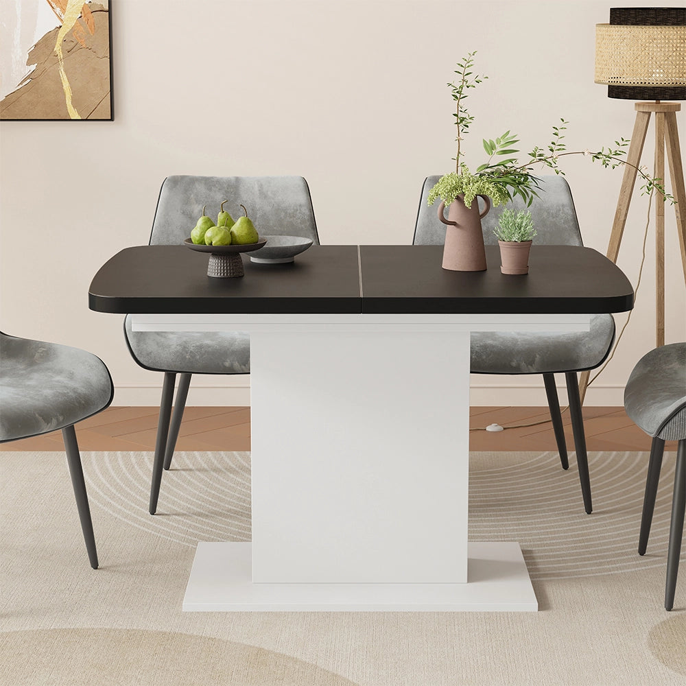 Vicco Tavolo da pranzo Estensibile Nero/bianco 120/160 x 80 cm con scomparti aperti
