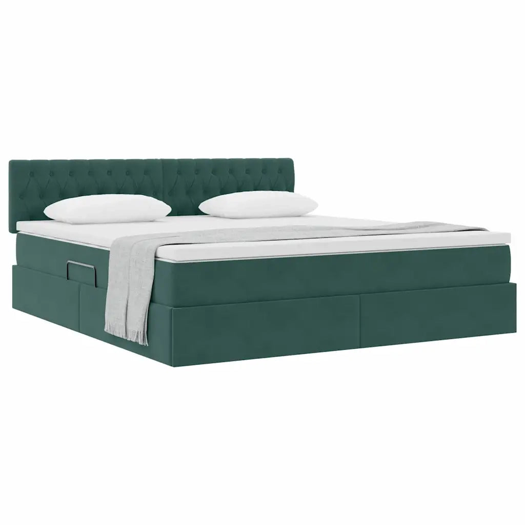 Letto con Contenitore Verde Scuro 160 x 200 cm Velluto 3370830