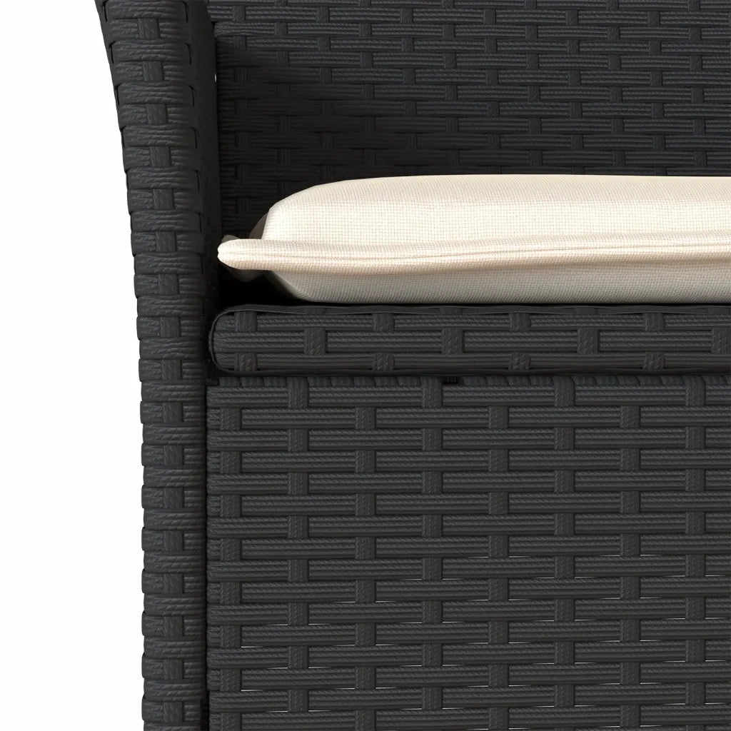 Set Pranzo da Giardino 7 pz Nero con Cuscini Polyrattan Acacia 3278648