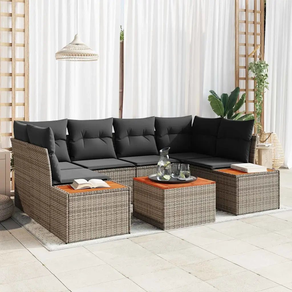 Set Divano da Giardino con cuscino 6 pcs Grigio Poly Rattan 3348035
