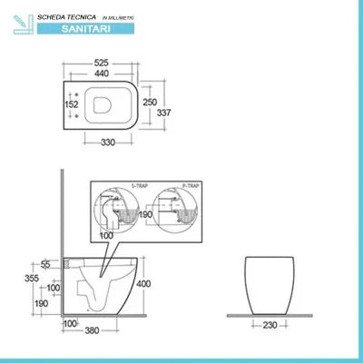 Coppia di Sanitari filomuro Metropolitan bianco lucido con copriwater ultraslim soft close