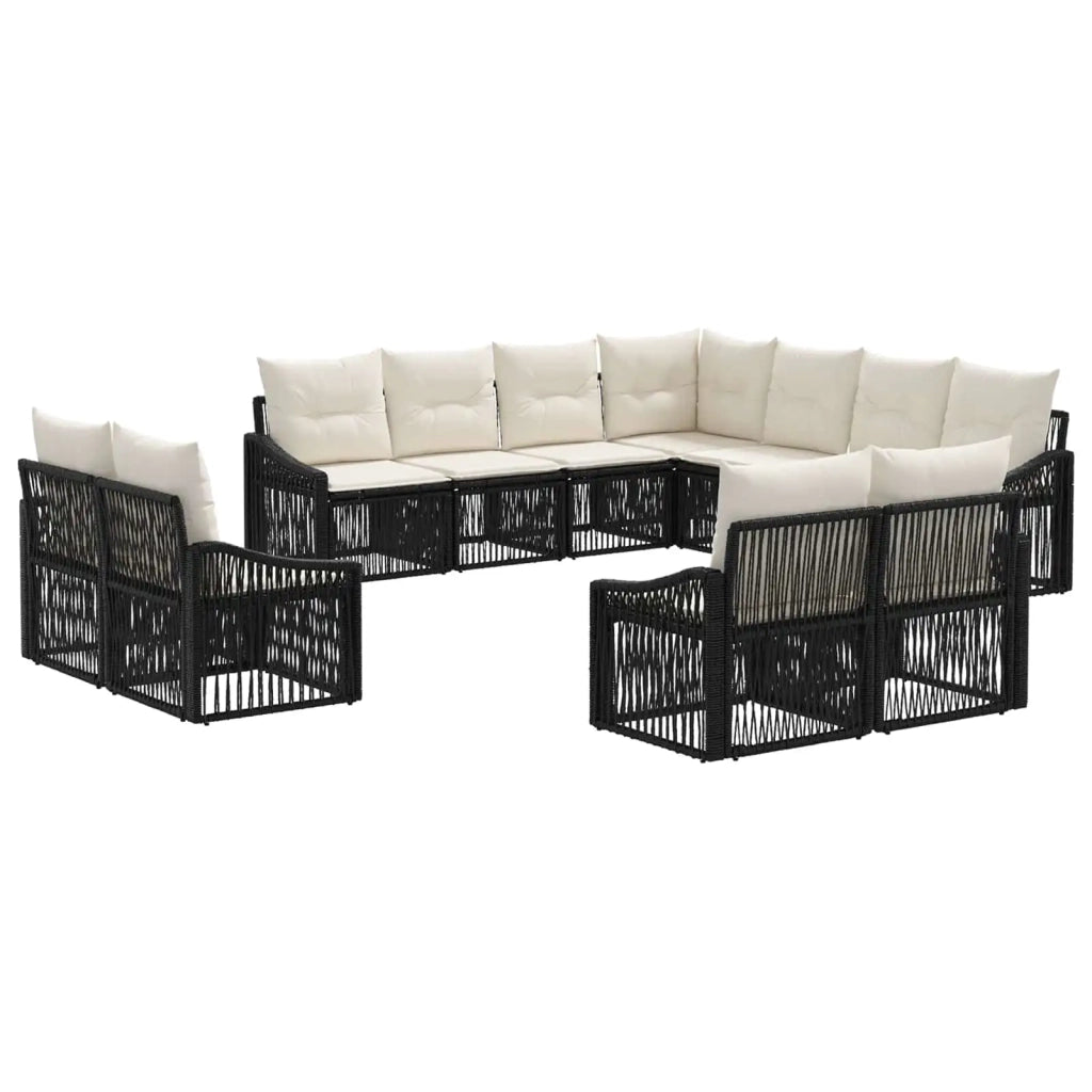 Set Divano da Giardino 11 pcs Nero polyrattan 3436174