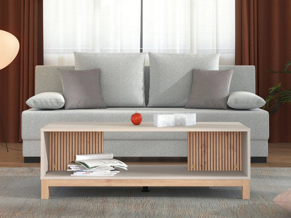 Leguzzano, Tavolino da Salotto con Piedini, 120.5x54.5x41h cm Beige