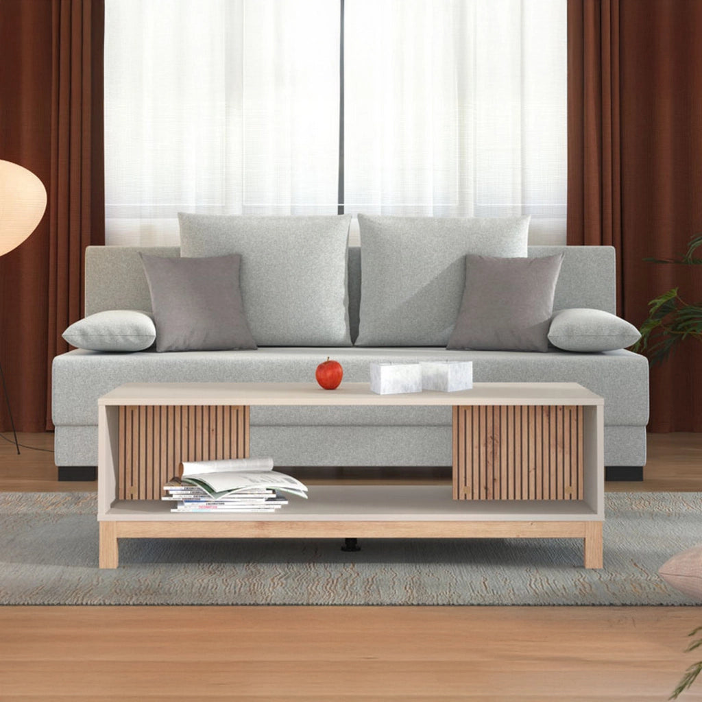 Leguzzano, Tavolino da Salotto con Piedini, 120.5x54.5x41h cm Beige