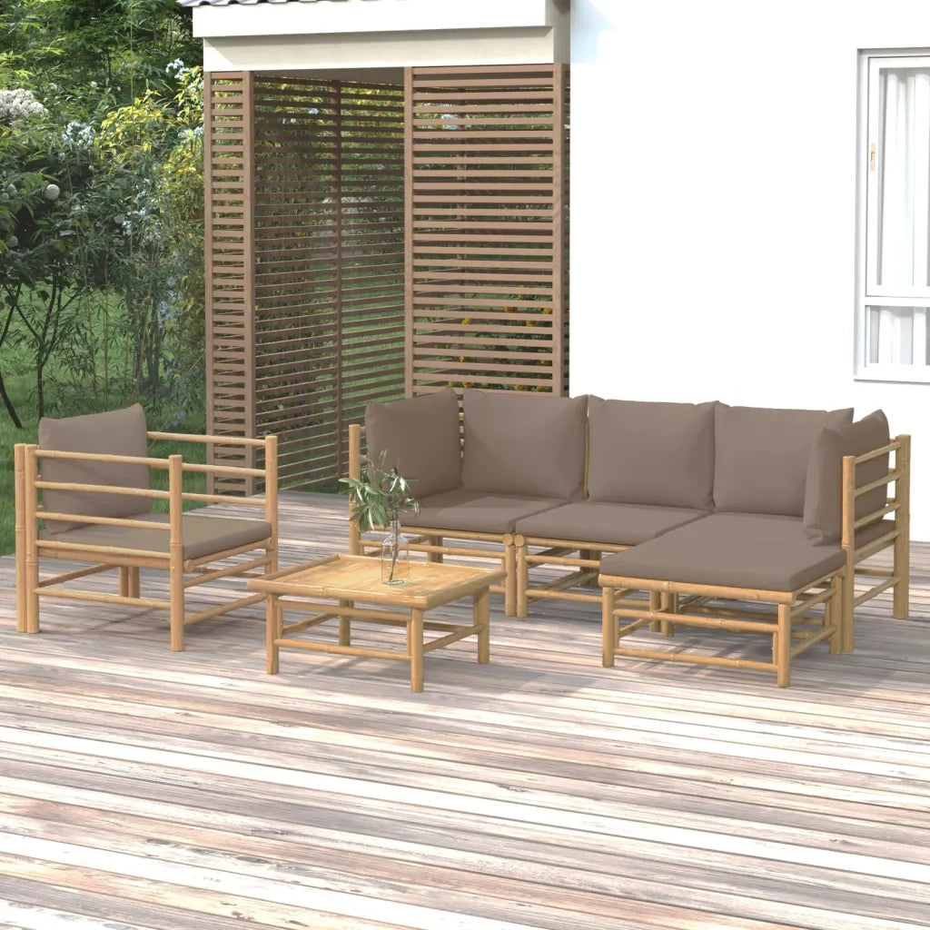 Set Salotto da Giardino 6pz con Cuscini Tortora BambÃ¹cod mxl 100274