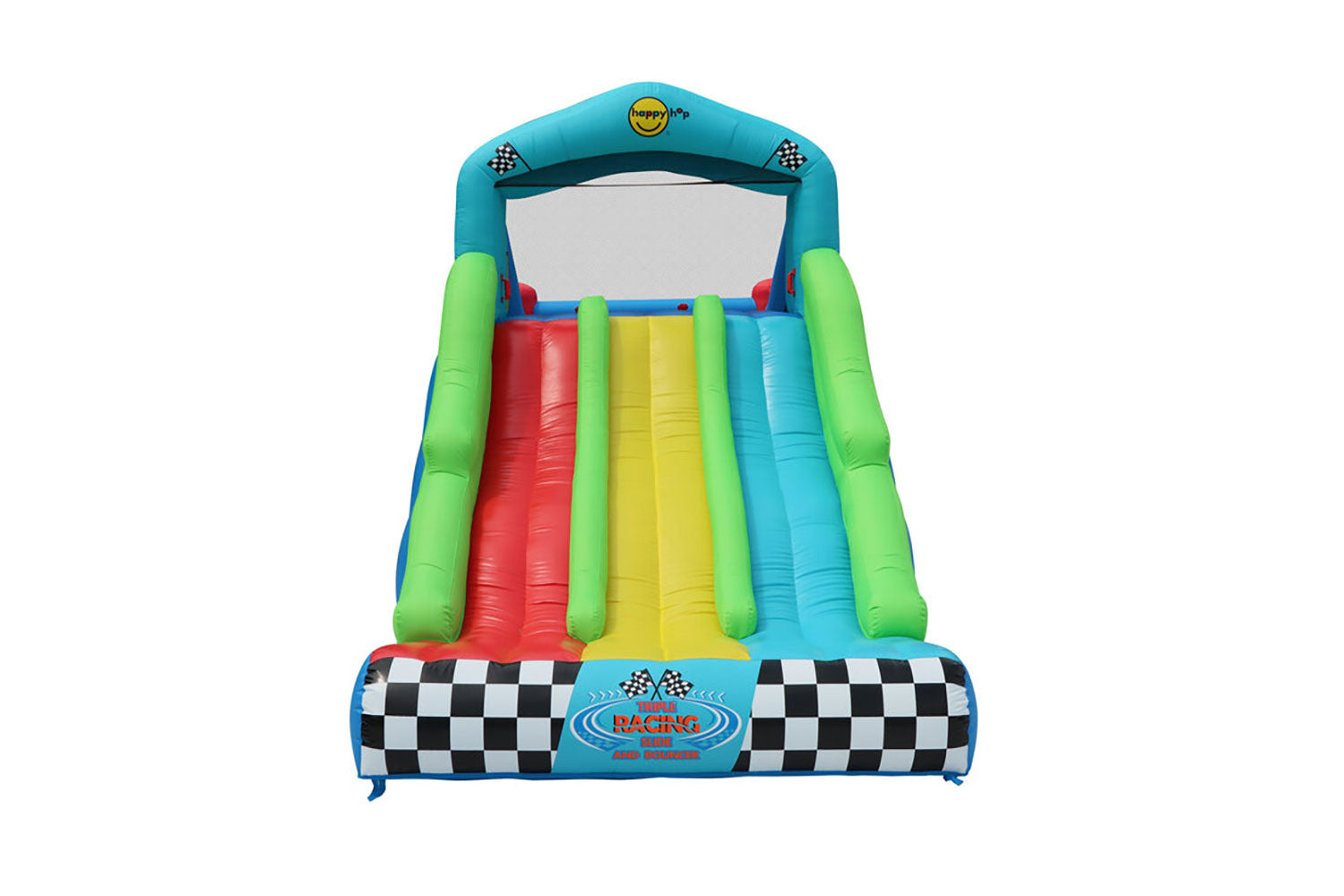 Gonfiabile per Bambini Triplo Scivolo Racing Arrampicata e Rimbalzo Multicolore