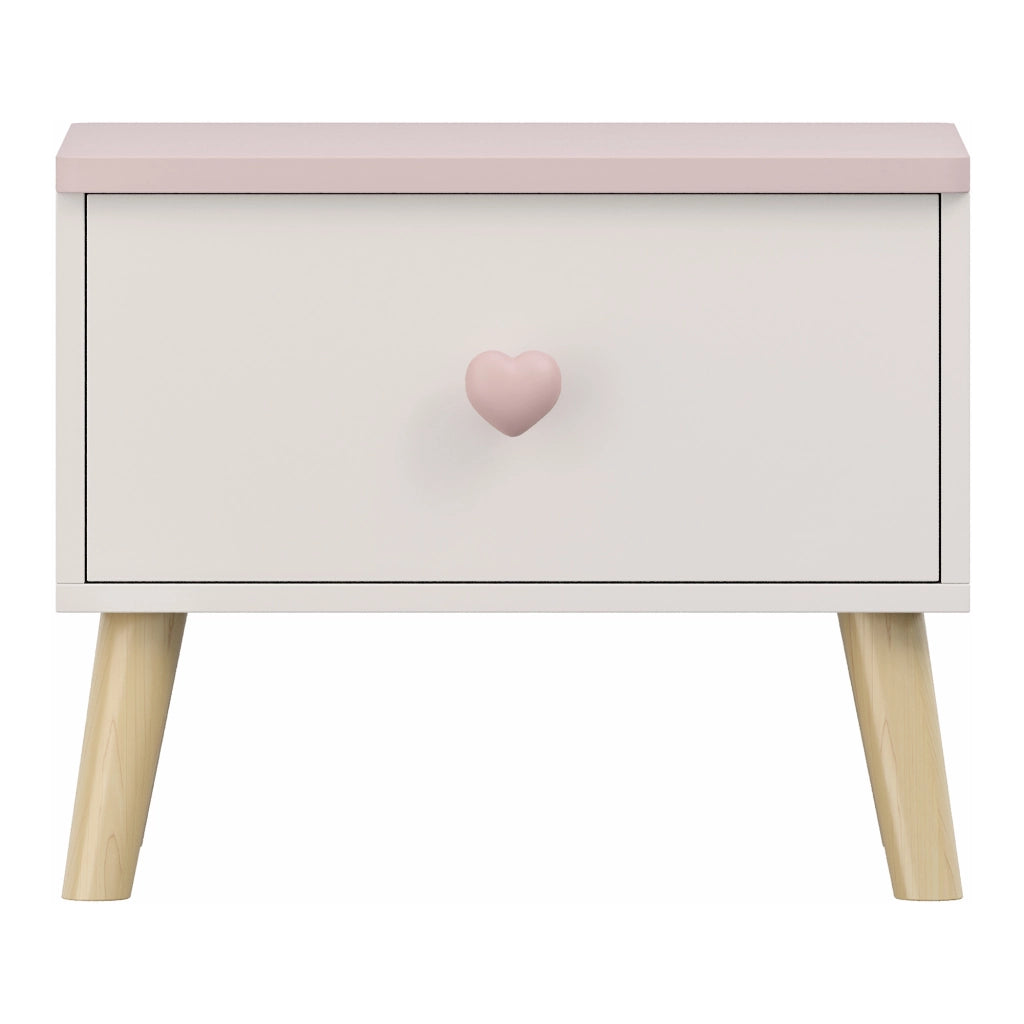 Comodino per Bambini Sandnes con Cassetto 31x38x30 cm Bianco / Rosa [en.casa]