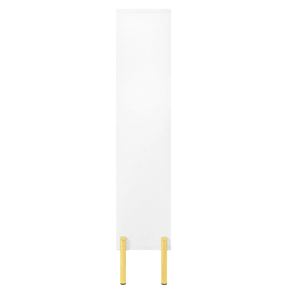 Scarpiera 73x24x120 cm a 3 ante salvaspazio con gambe dorate in MDF bianco