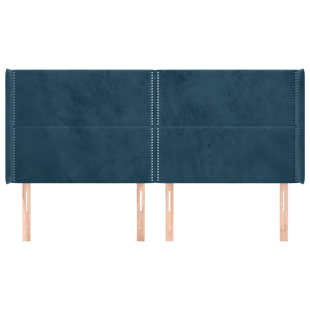 Testiera ad Orecchio Blu Scuro 163x16x118/128 cm in Velluto