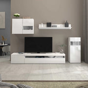 WHOUS Parete attrezzata Potenza set soggiorno bianco lucido 240x40x160 cm