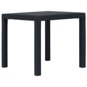 Tavolo da Giardino Antracite 79x79x72 cm Plastica Stile Rattan cod mxl 34277