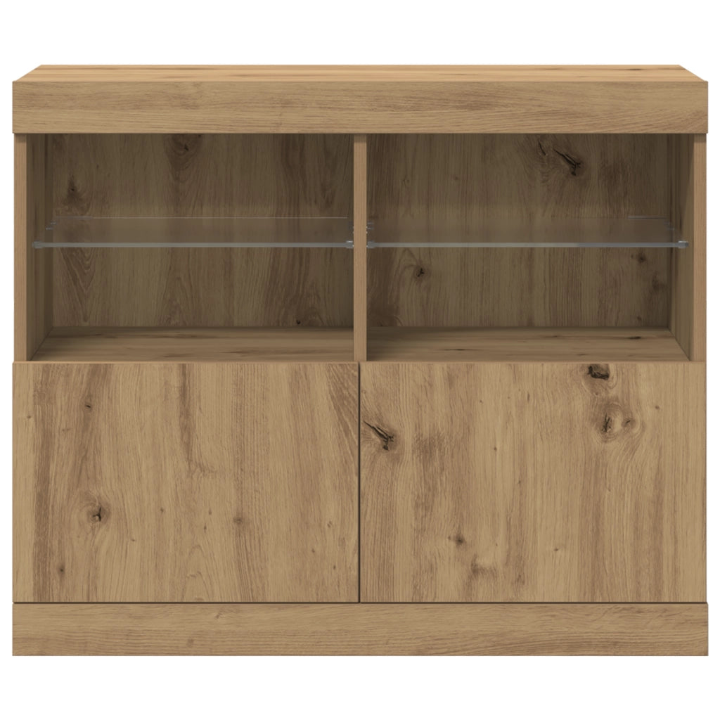 Credenza con luci LED Rovere artigianale 81x37x67 cm