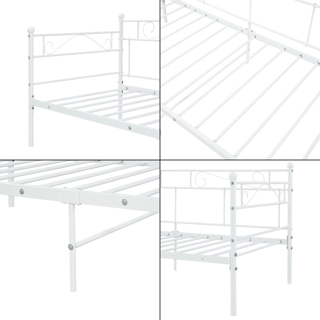 Divano Letto con Materasso 90x200 cm Sofa in Acciaio - Bianco [en.casa]