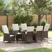 Set di Mobili da Giardino 7 Pezzi con Cuscini Marrone in Polyrattan
