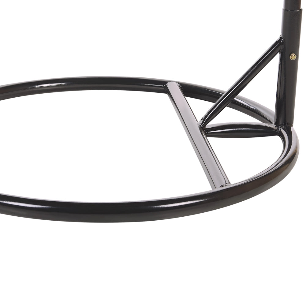 Sedia sospesa poltrona pensile in rattan beige con struttura in metallo per interni ed esterni a forma curva Boho