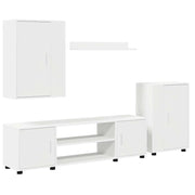 Set mobile TV Montaggio a parete 4 pz | Armadietto TV | Mobile Porta TV Bianco Legno multistrato
