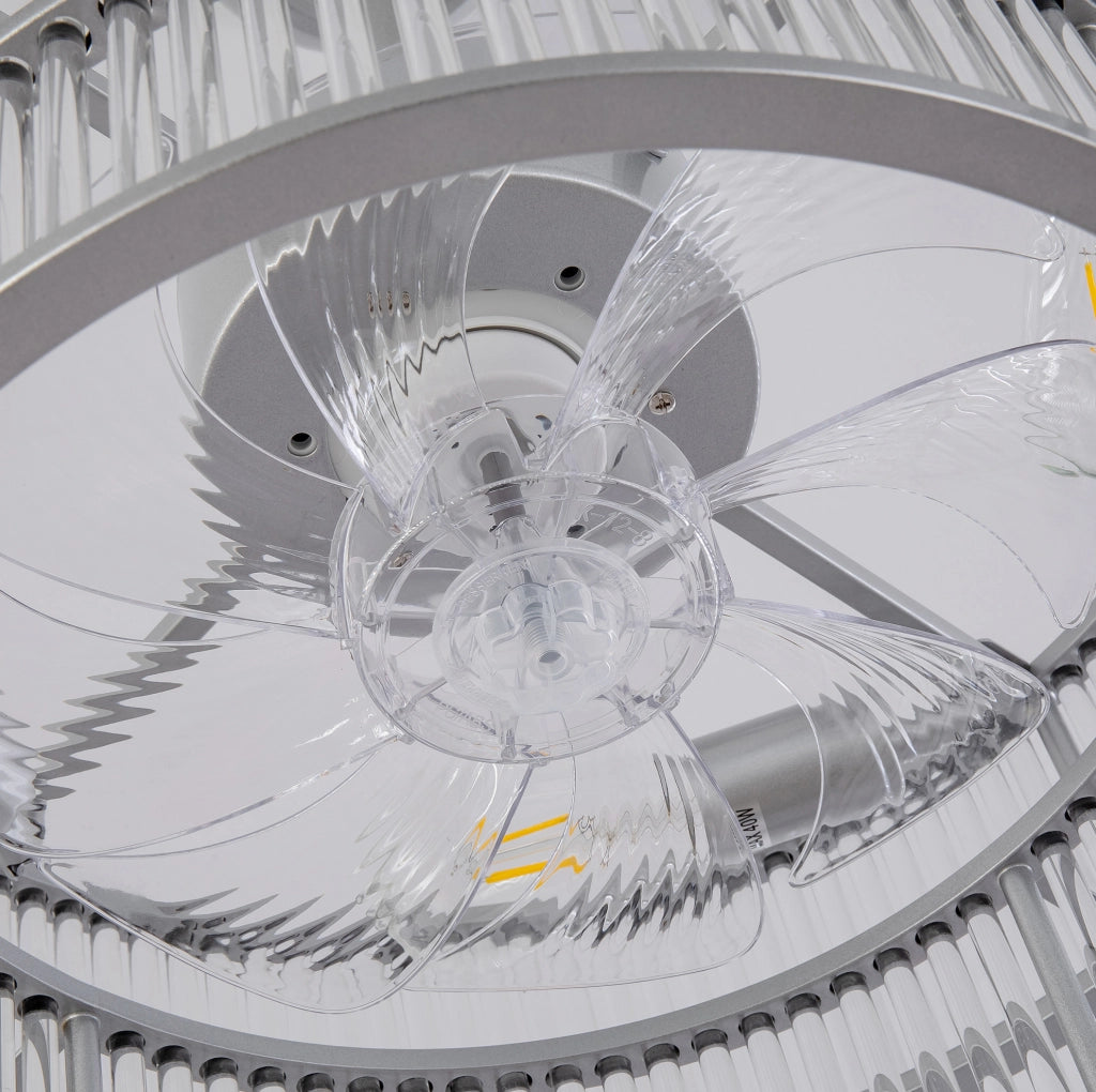 Ventilatore da soffitto 19" con luci, controllo app e telecomando, 6 velocità, argento