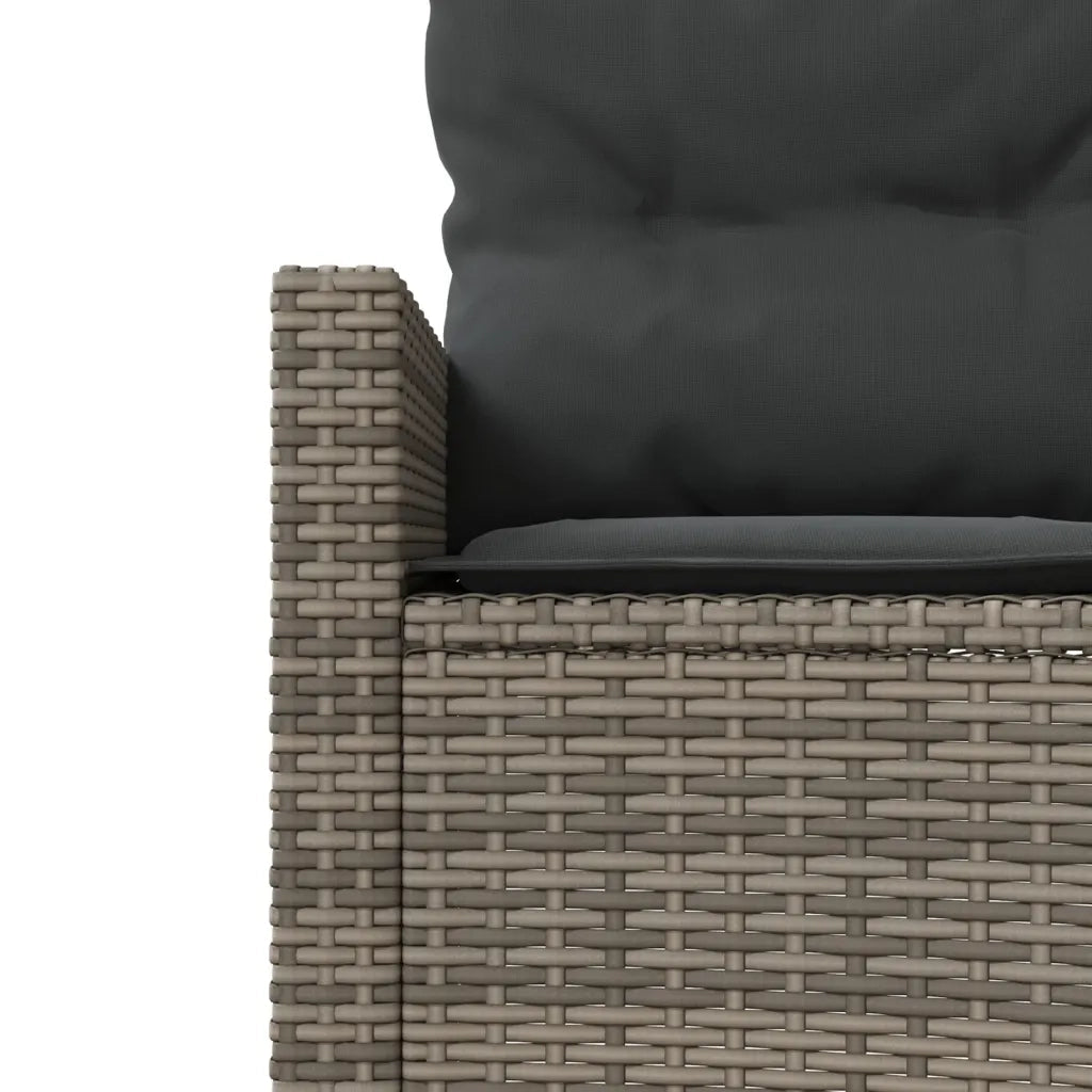 Divano da Giardino Tavolo e Cuscini Circolare Grigio Polyrattan