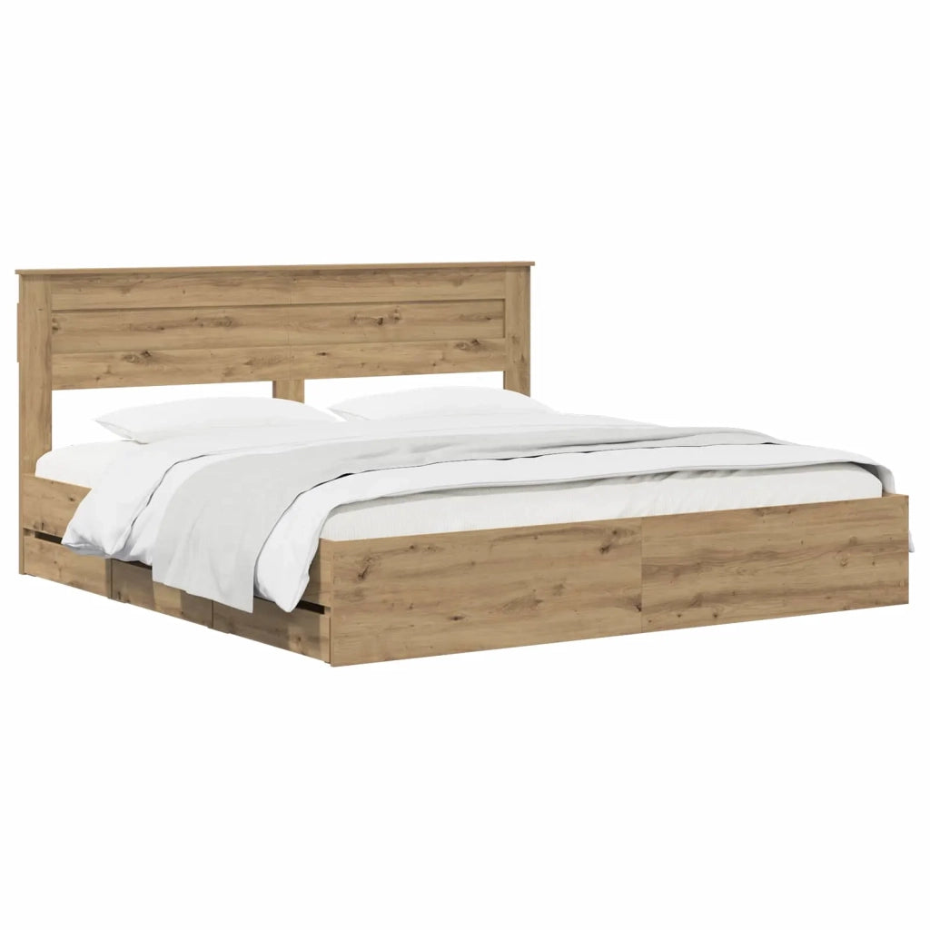 Bed Frame with Storage and Headboard Artisan Oak 180 x 200 cm 3445824