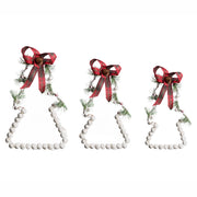 Set di 3 decorazioni natalizie in legno di abete bianco con luci LED da appendere all'albero di Natale, realizzate a mano in stile tradizionale