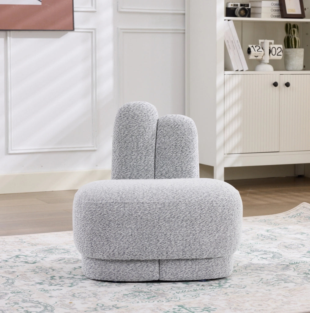 Pouf con orecchie di coniglio imbottito in tessuto; grigio antico e bianco; portata 120 kg