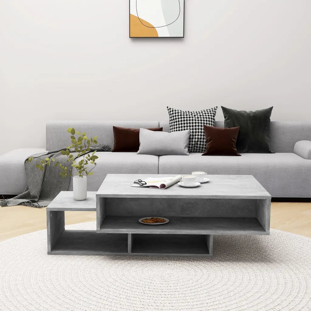 Tavolino da Salotto-Tavolino da soggiorno Grigio Cemento 105x55x32 cm in Truciolato
