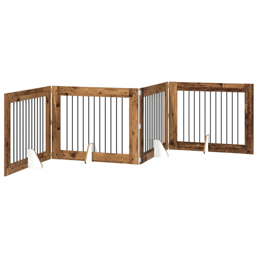 Cancello per cani con supporti 4 pz Legno antico 100 x 80 cm CFW6243283