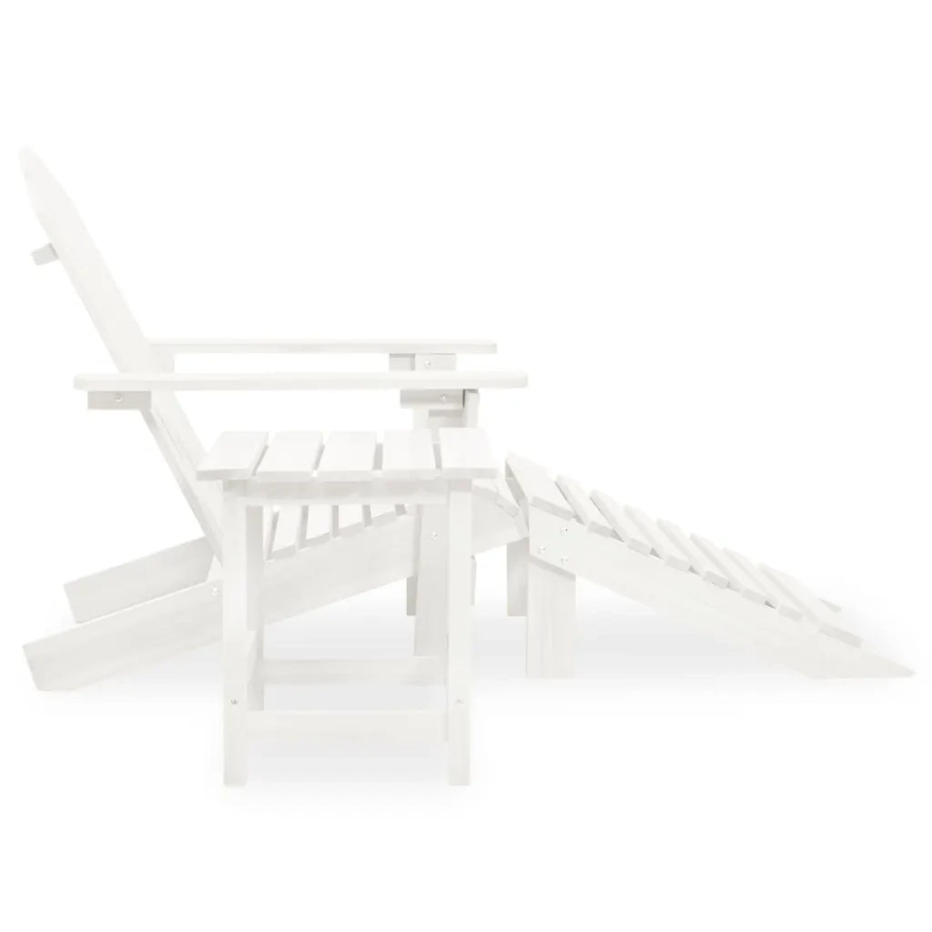 Sedia Adirondack con Ottomana e Tavolo in Abete Massello Bianco 315929