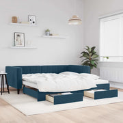 Divano Letto Estraibile con Cassetti-Sofa Letto-Daybed Blu 100x200 cm in Velluto 129247