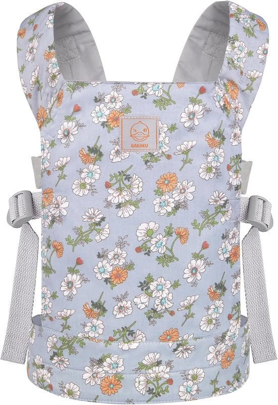 Zak da affettamento per bambini - portacuddati per bambole e poppe americane - blu con fiori bianchi