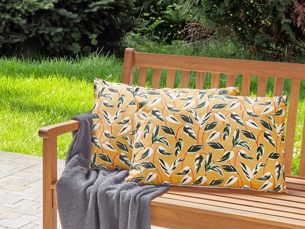 Set di 2 cuscini da giardino in poliestere multicolore 40 x 60 cm Cuscino da lancio rettangolare con motivo a foglie dal design moderno