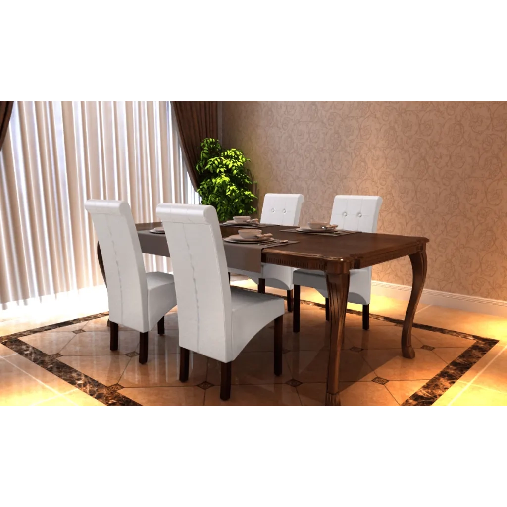 Sedie da Pranzo 4 pz Bianche in Similpelle 160315