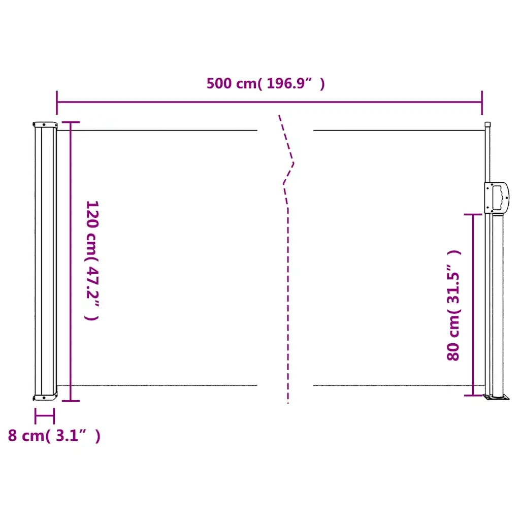 Tenda da Sole Laterale Retrattile Tortora 120x500 cm 4004409