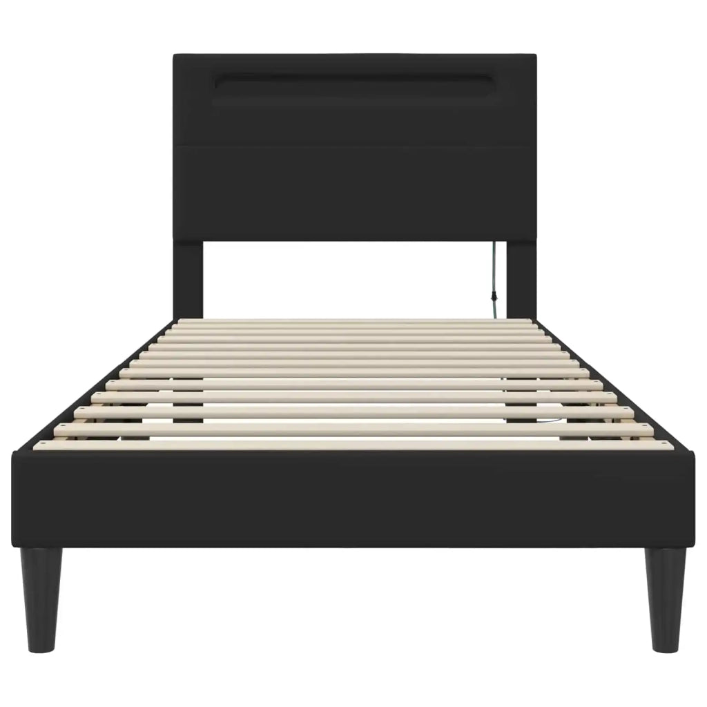 Struttura del letto con strisce LED Nero 80 x 200 cm Similpelle 42028004