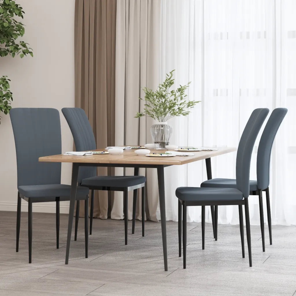 Sedie da Pranzo 4 pz | Sedie da cucina Grigio Scuro in Velluto
