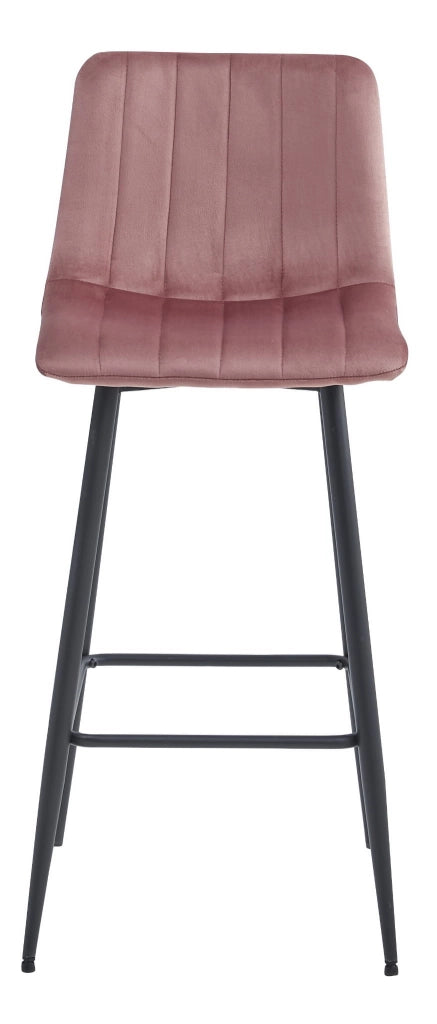 Sgabello Valora POZZA in velluto rosa scuro con gambe nere per cucina x4
