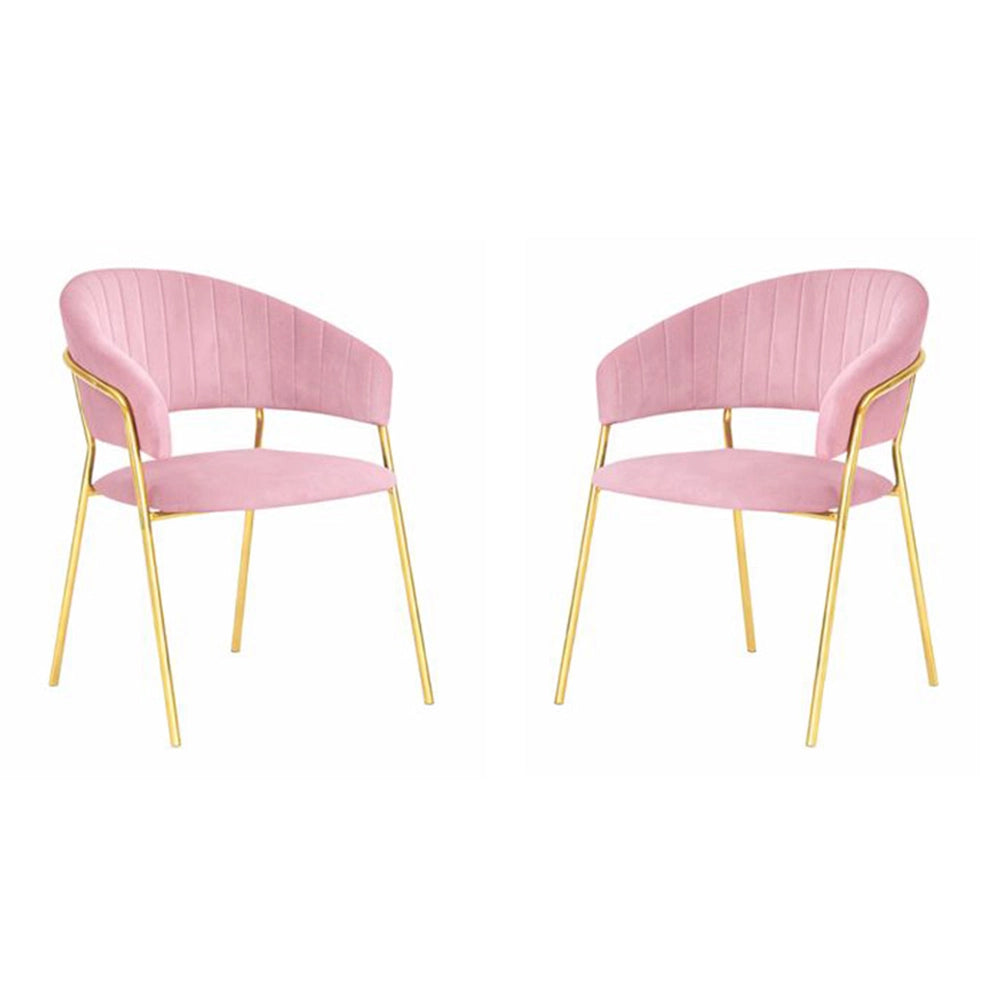 Sedie da sala da pranzo set da 2 Aurelia con schienale in velluto rosa