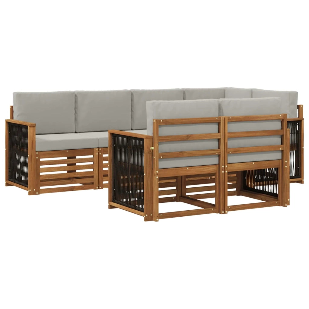 Set divano sezionale con cuscino 6 pcs Naturale e Grigio Chiaro