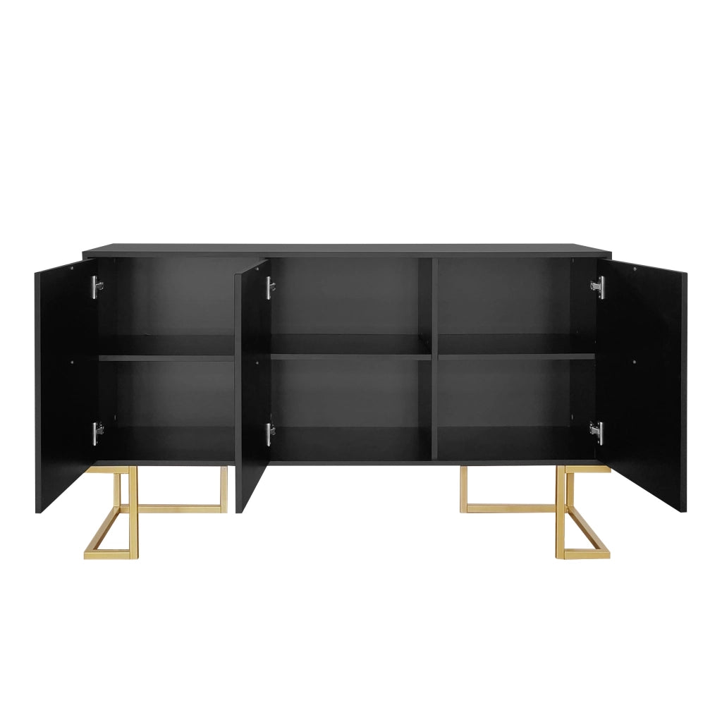Credenza 3 Ante con Ripiani Regolabili e Maniglie in Metallo ¨C Xylo ¨C Nero