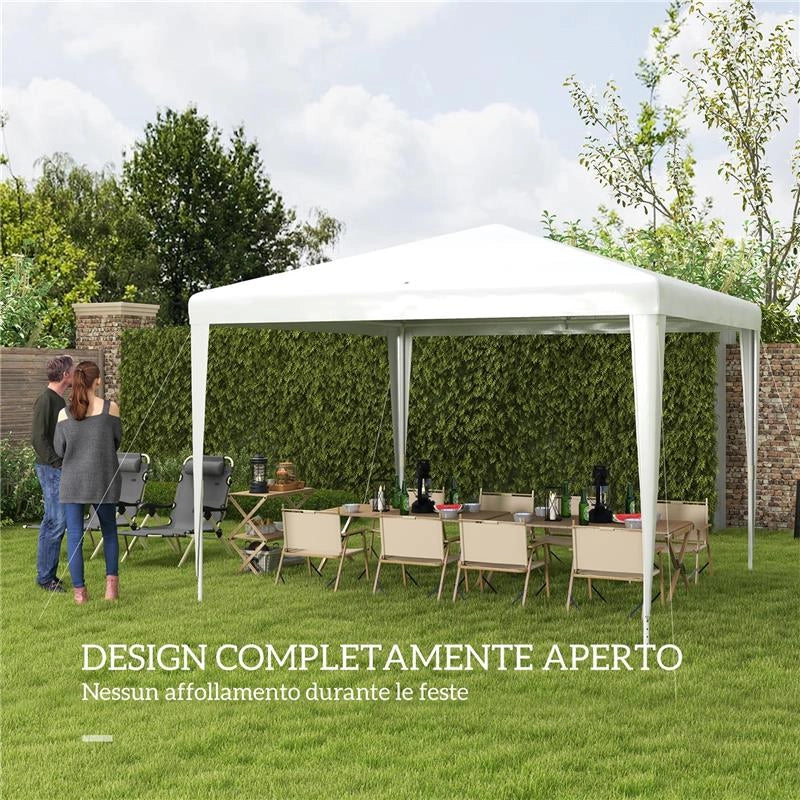 GAZEBO DA GIARDINO 3X3 M PIEGHEVOLE E PORTATILE CON COPERTURA ANTI UV BIANCO