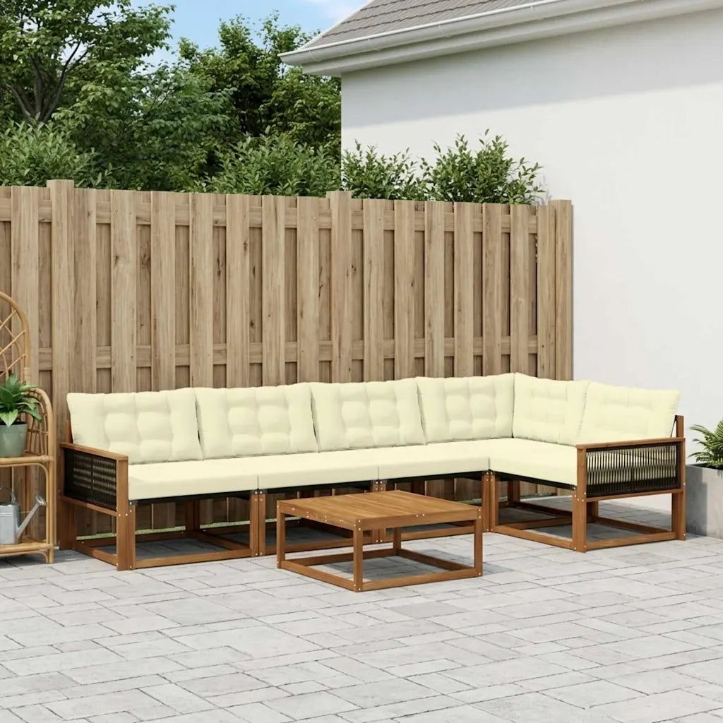 Set di divani da esterno con cuscino 6 pcs Naturale e Crema