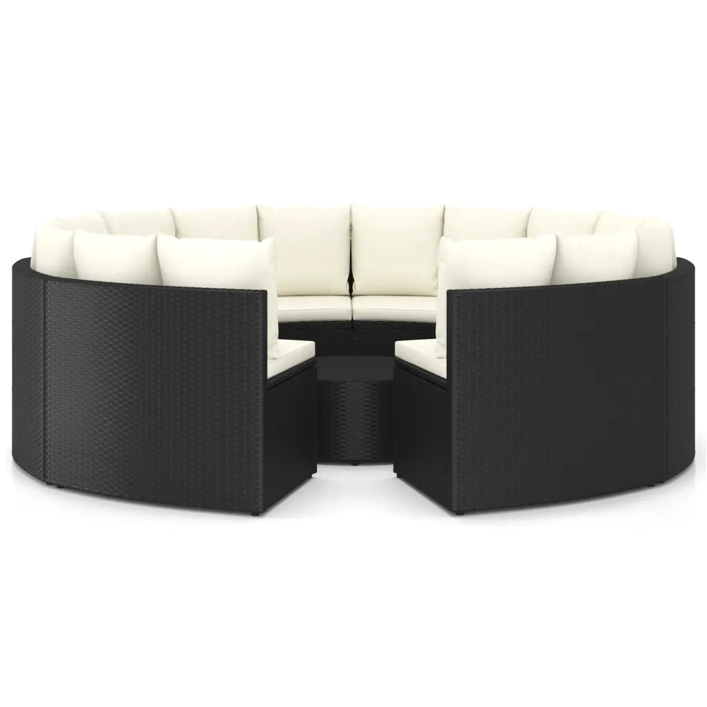 Set Divani da Giardino 9 pz con Cuscini in Polyrattan Nero 3064900