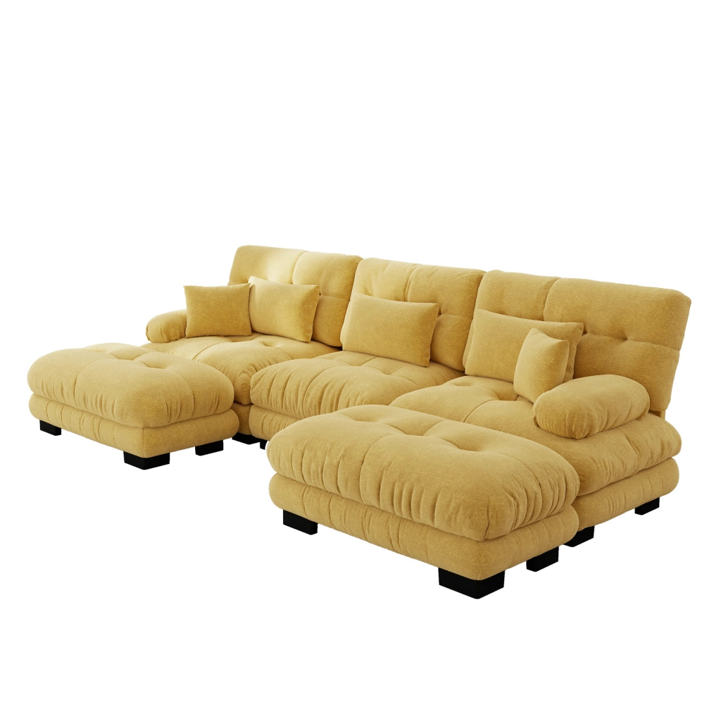 Divano Letto Angolare Modulare U ¨C MINIMAL ¨C Tessuto Giallo, Ottoman