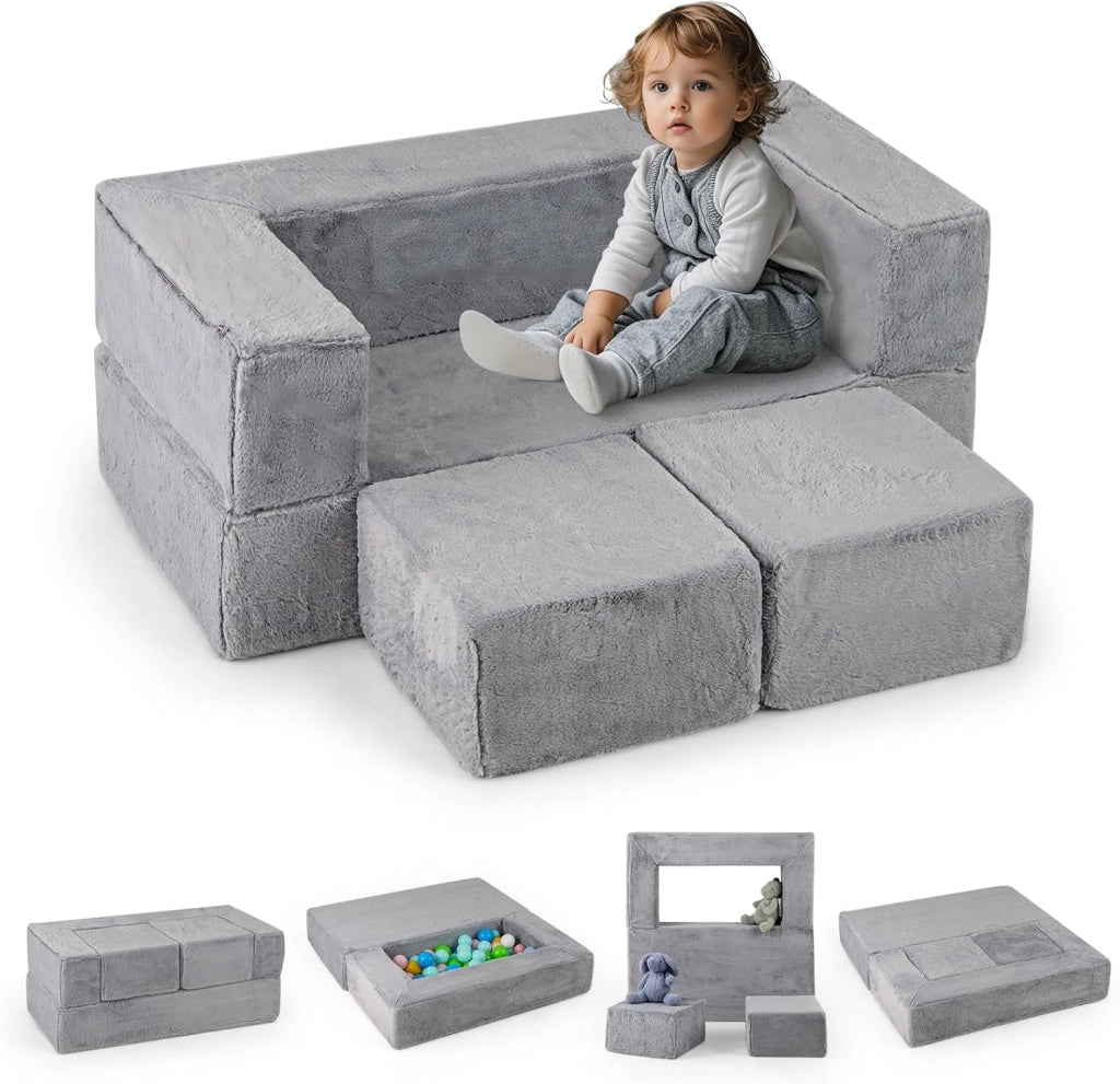 Divano Modulare per Bambini, 4 Pezzi, Divano Letto per Bambini in Schiuma, Poltrone per Bambini per Stanze da Gioco, Camere da Letto, Soggiorno